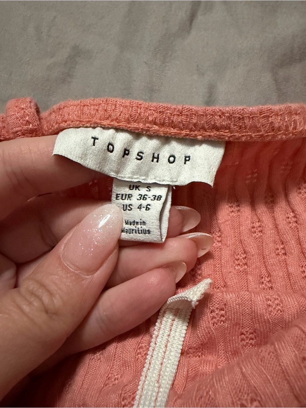 Topshop Pink Ribbed Lace Trim Cropped Cami Tank Top Size Small - Picture 3 of 4